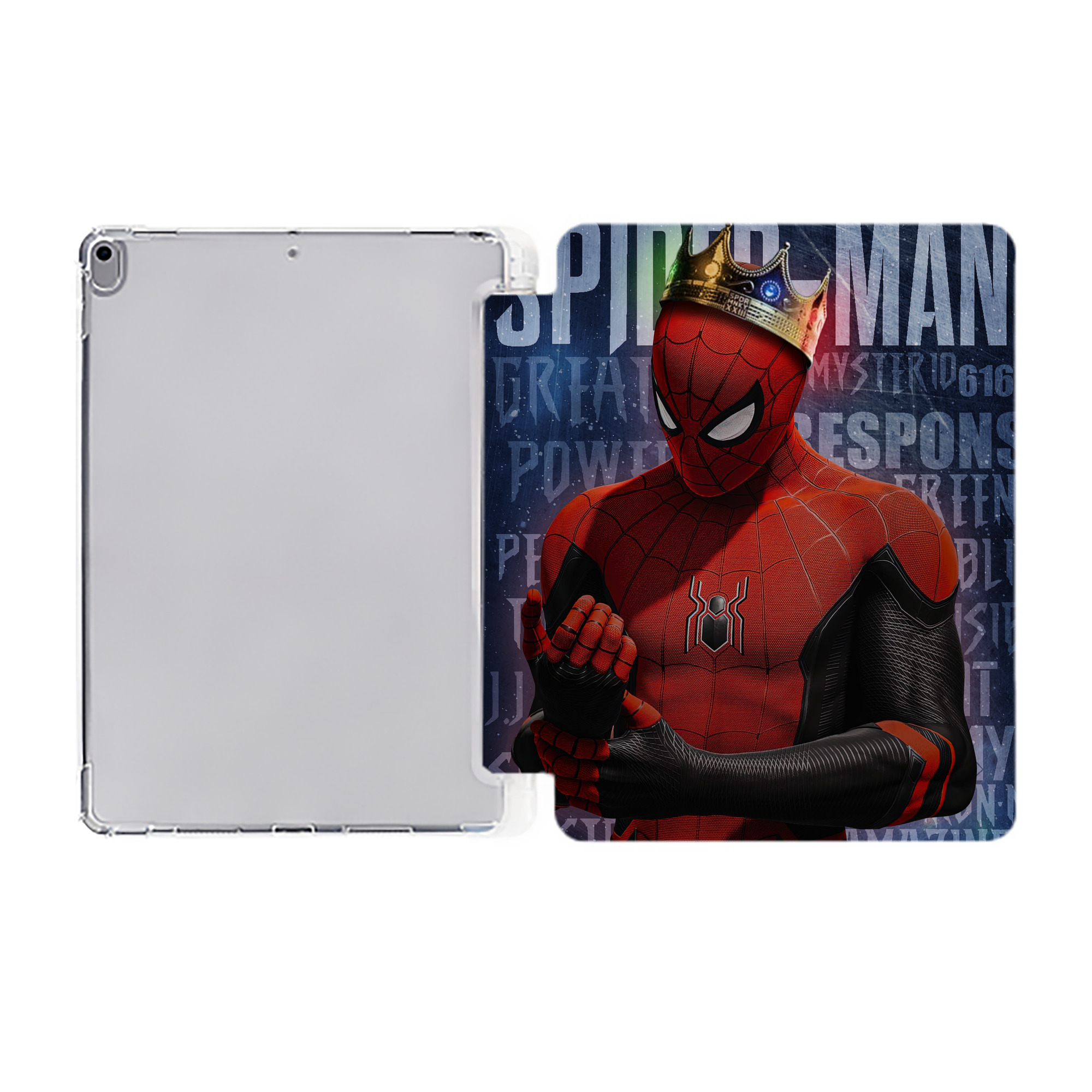 （画像用） Spider Man スパイダーマン IPad ケース ペン収納付き 三つ折りスタンド PUレザー×シリコン 対応機種9.5/10.5/10.9インチ